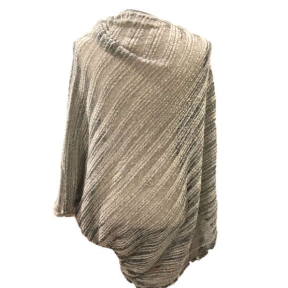 𝅺Anthropologie Sparrow Gray Wool Alpaca Poncho Sweater, One Size - Picture 7 of 10